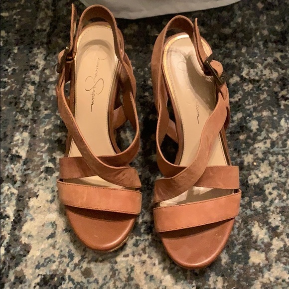 Jessica Simpson Shoes - Jessica Simpson brown leather wedges